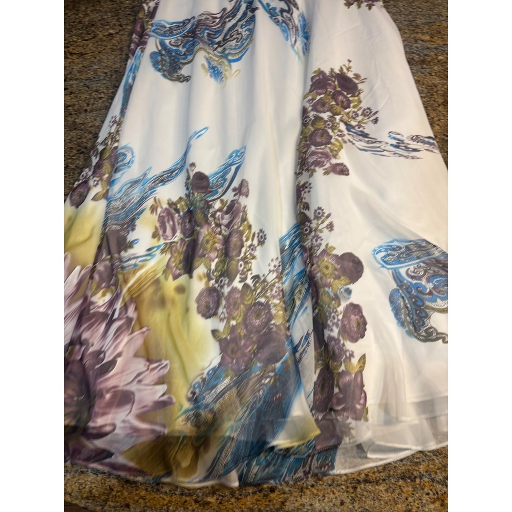 Dancing Queen Embellished One Shoulder Maxi Dress Floral Print White XXL - Picture 13 of 13